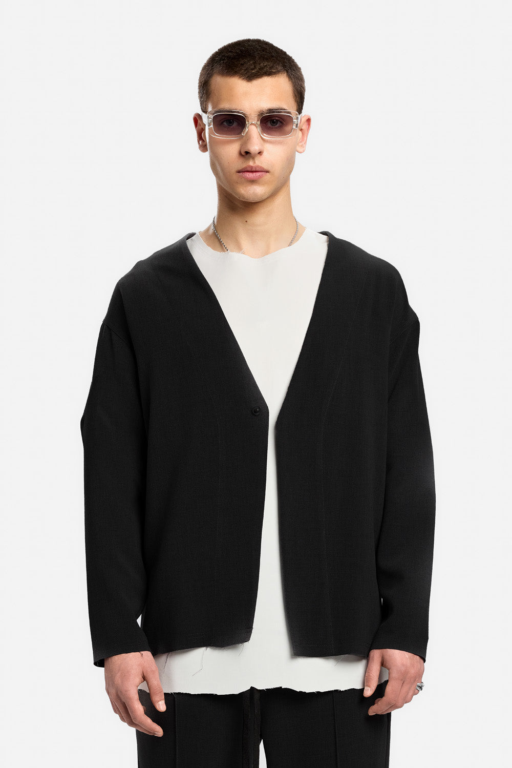 Cardigan negru din stofa 247