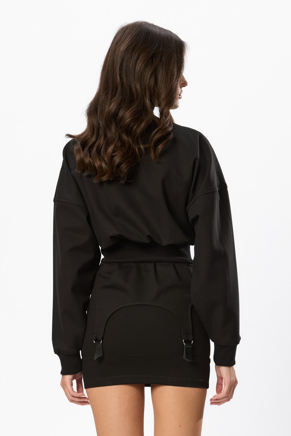 Rochie mini neagra cu portjartiere Goddess