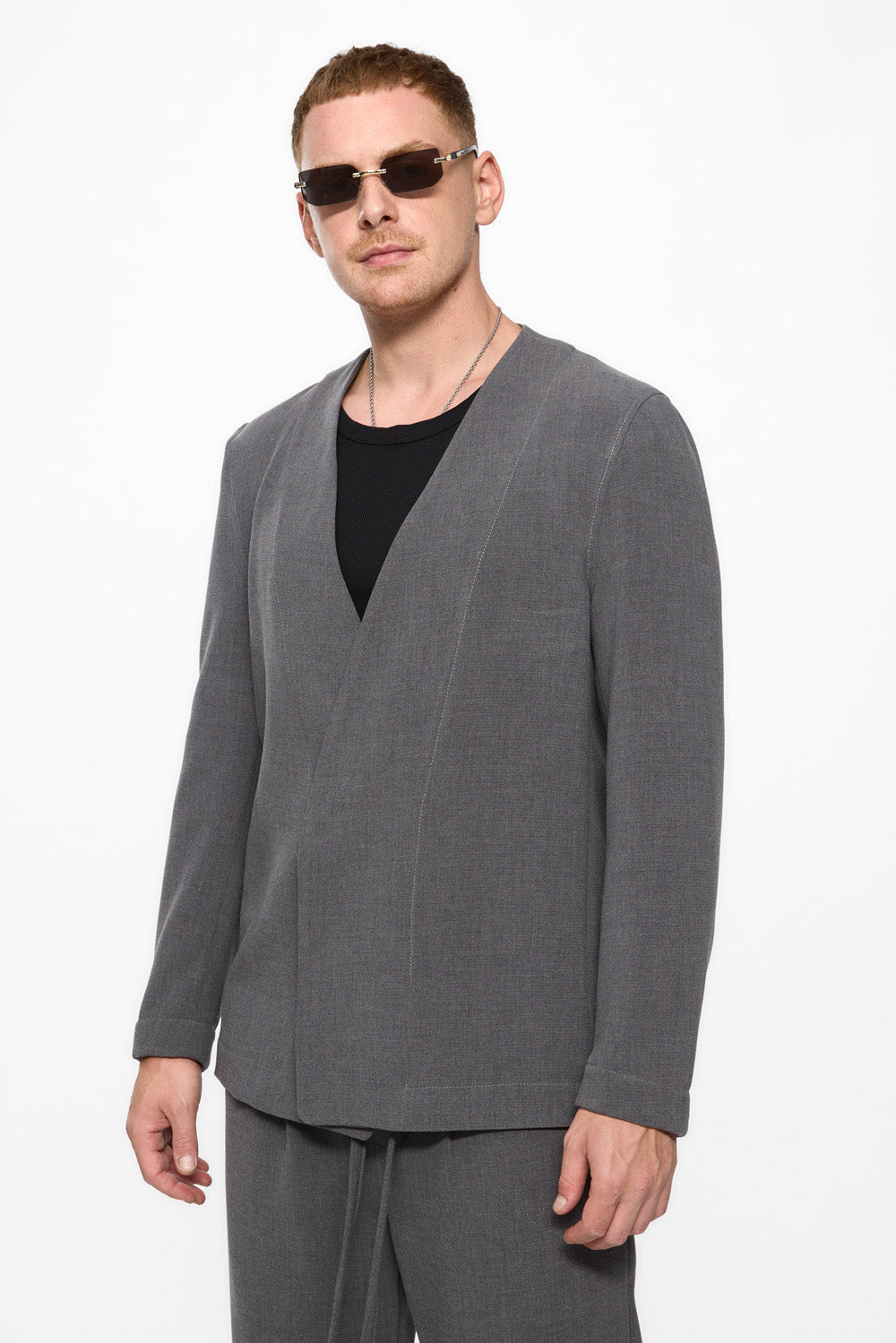Cardigan gri din stofa de barbati 247 v2