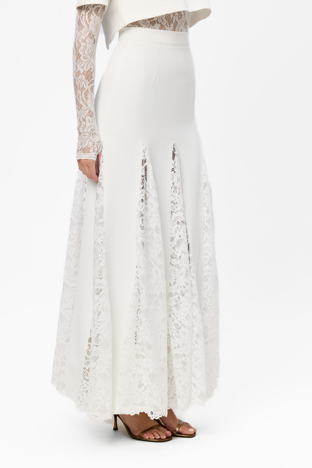 Snowflake V2 Off-White Lace Maxi Skirt