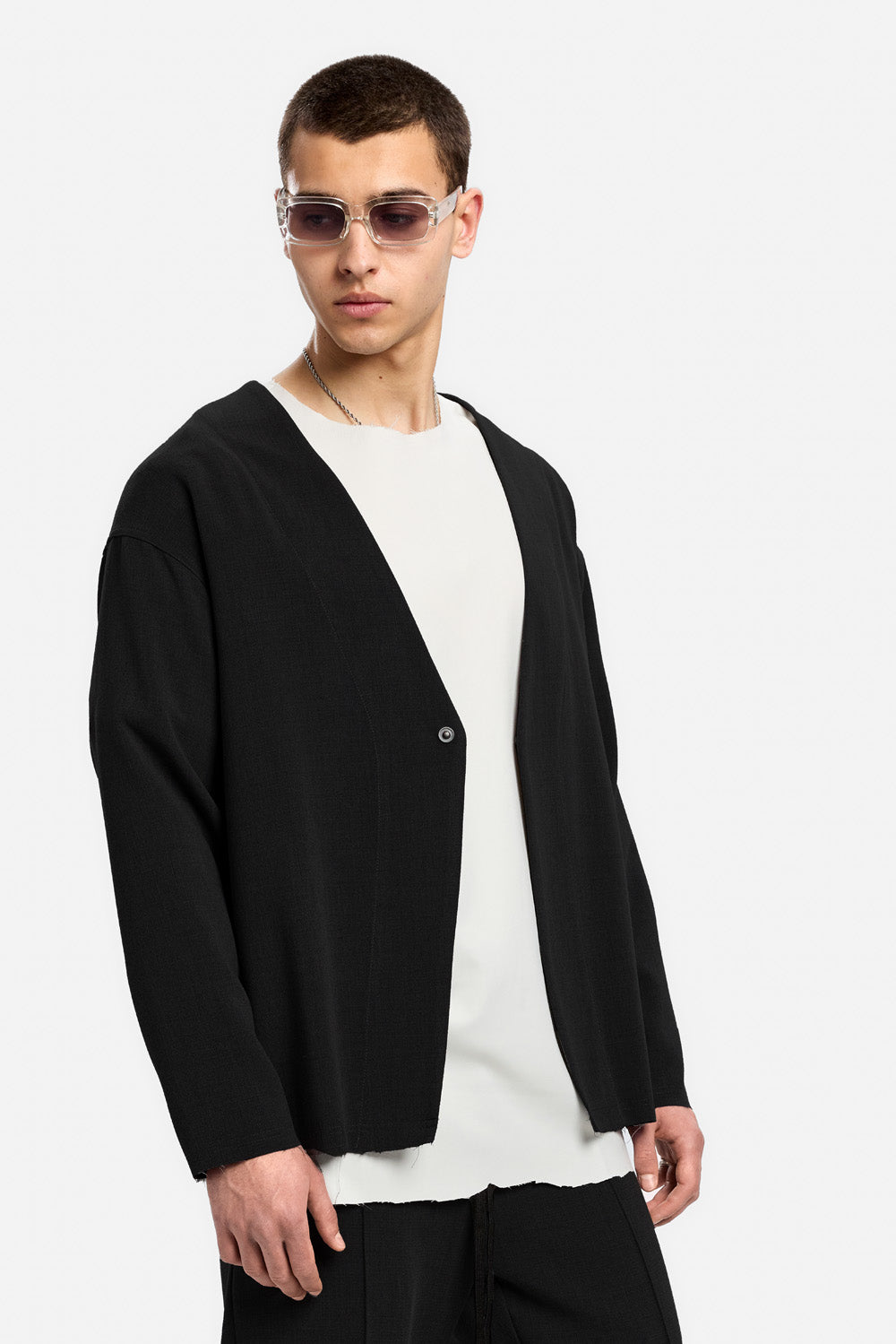 Cardigan negru din stofa 247