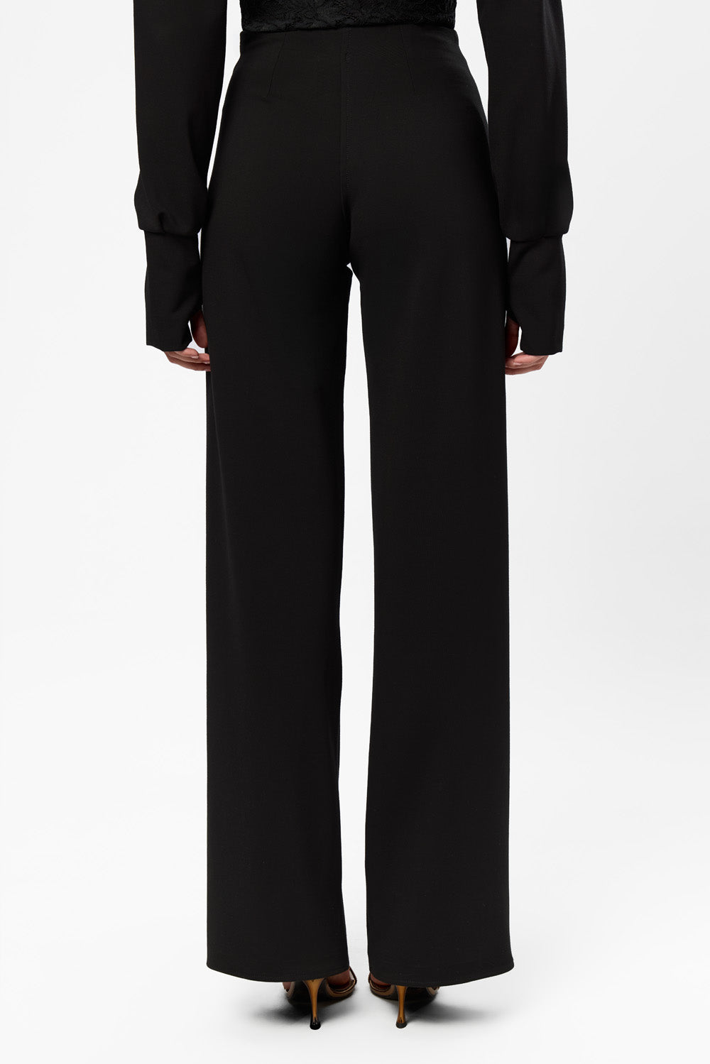 Karol black flared Pants with sheer lace