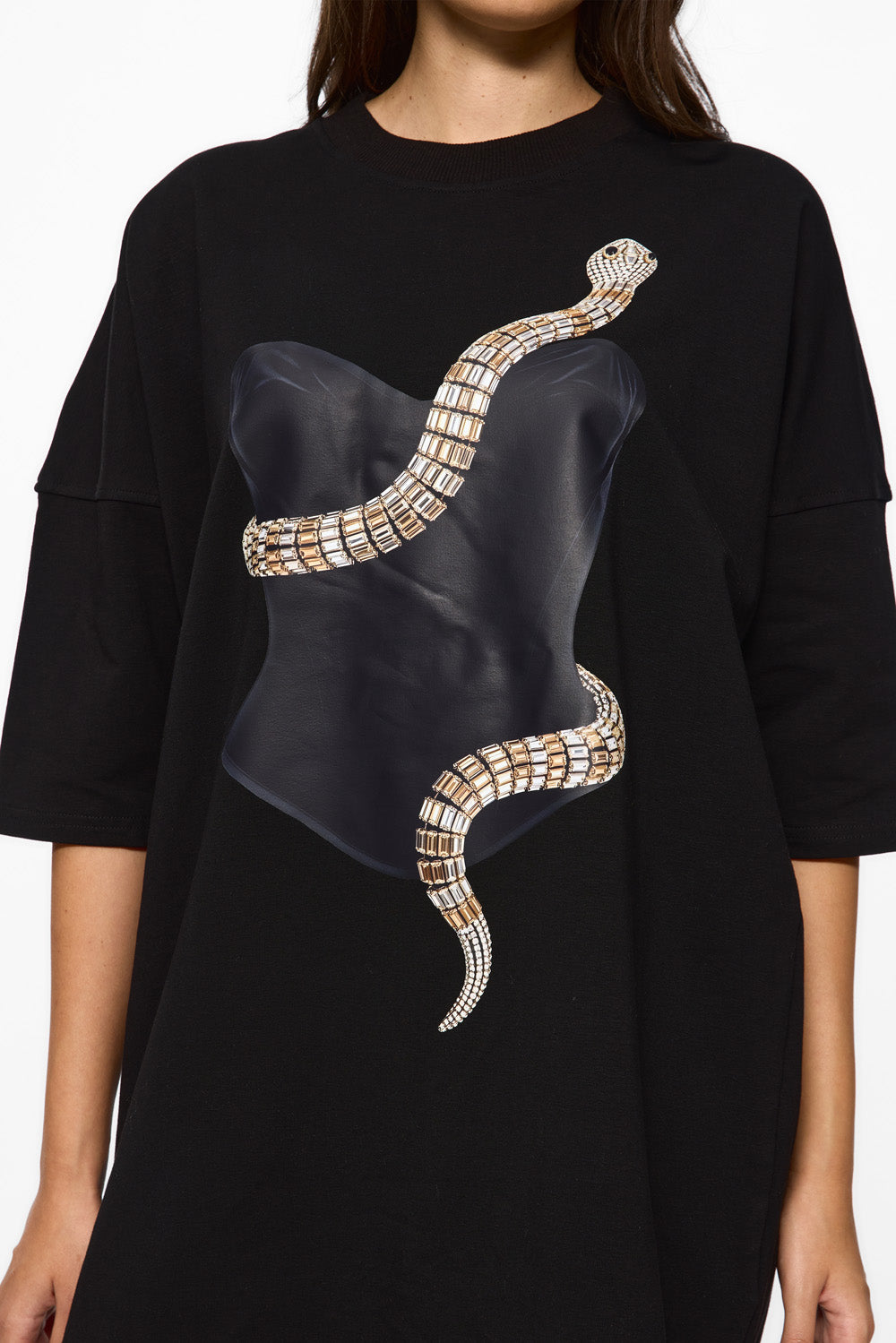 Eva Printed Black Dress