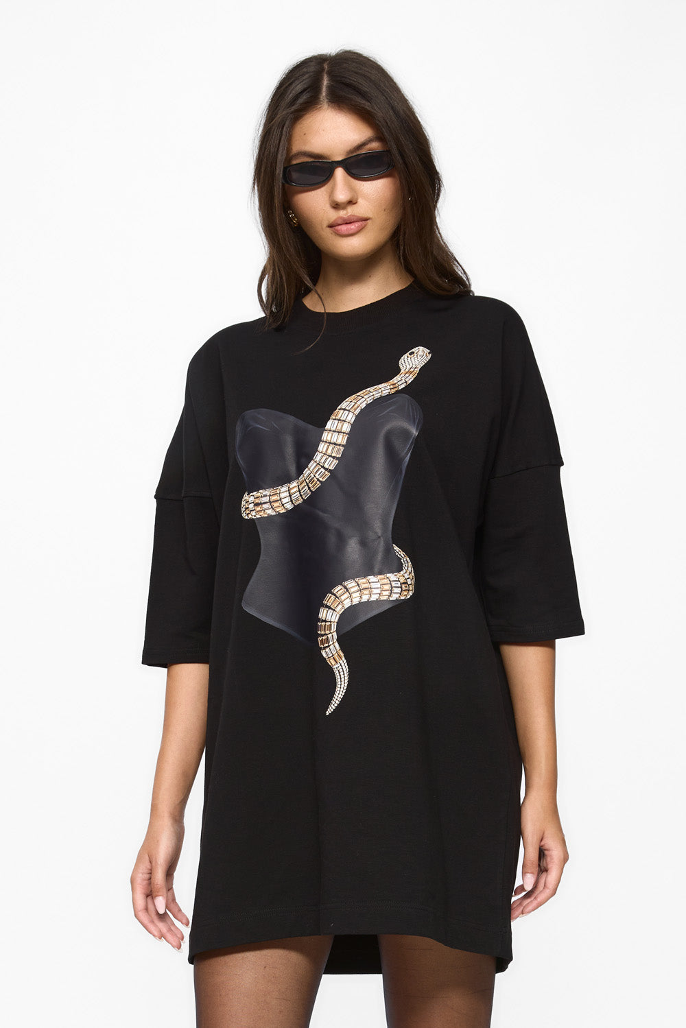 Eva Printed Black Dress