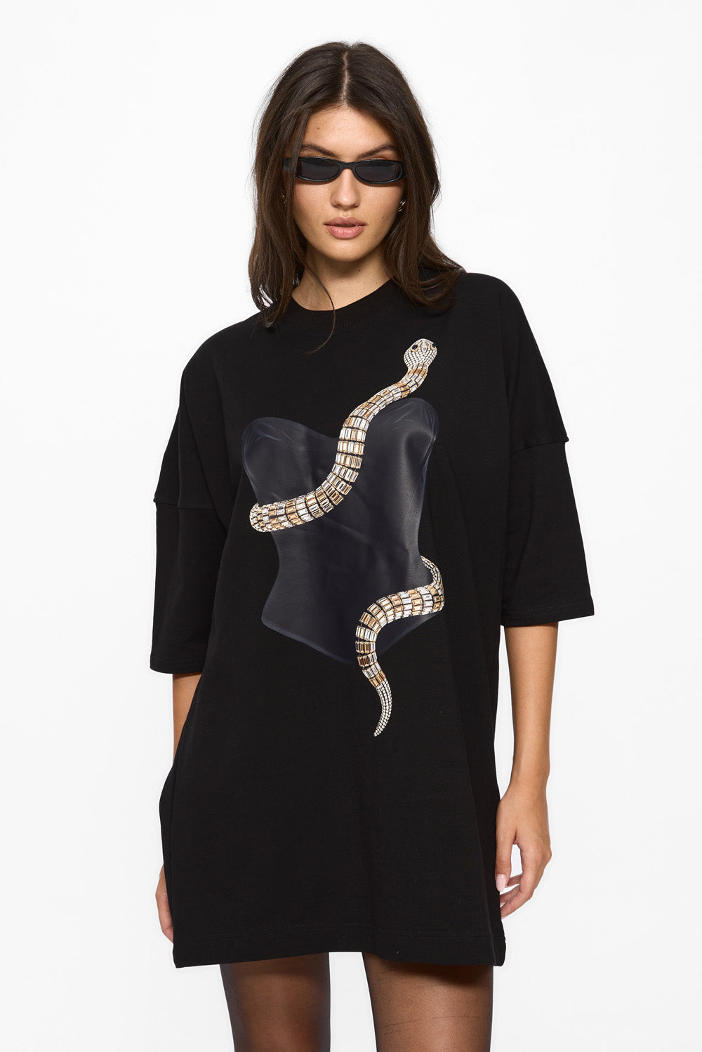 Eva Printed Black Dress
