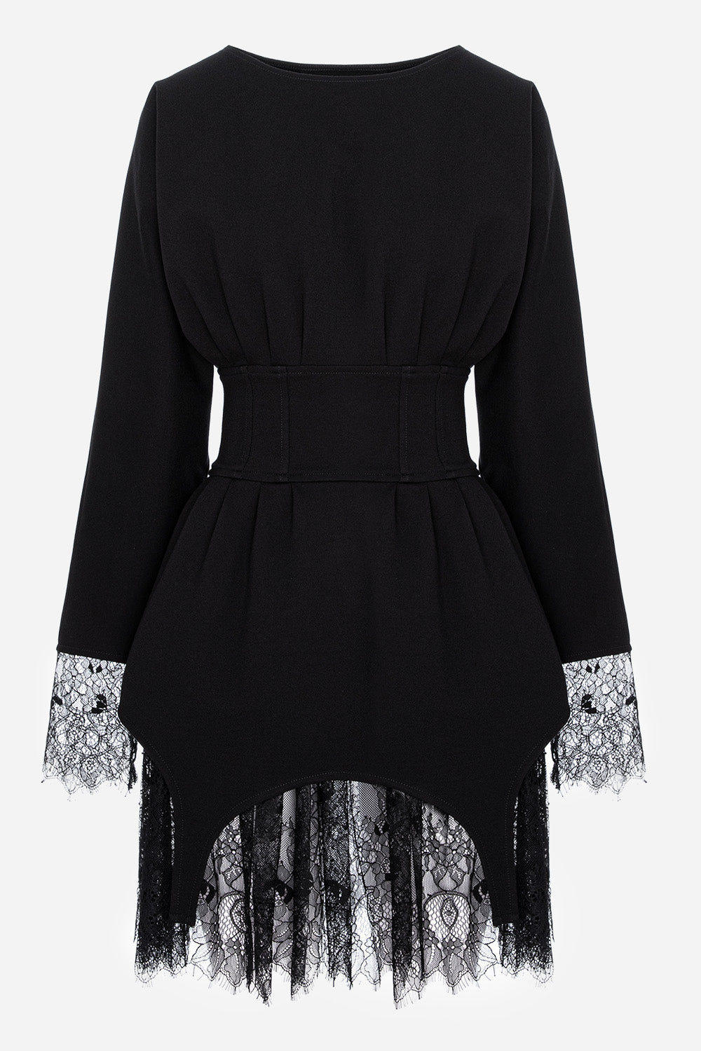 Rochie neagra cu dantela si portjartiere Kaya V2