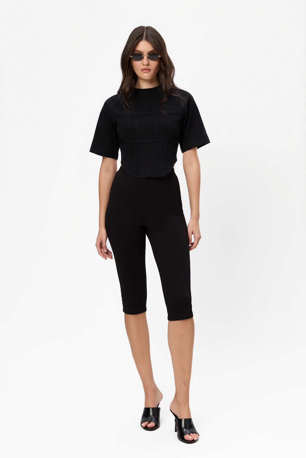 Top negru cu corset Contour