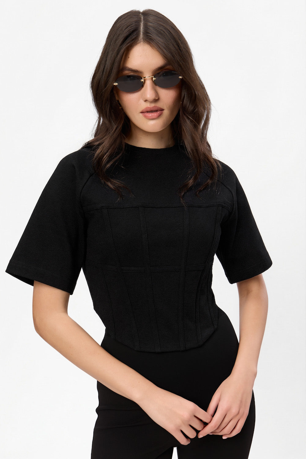 Top negru cu corset Contour