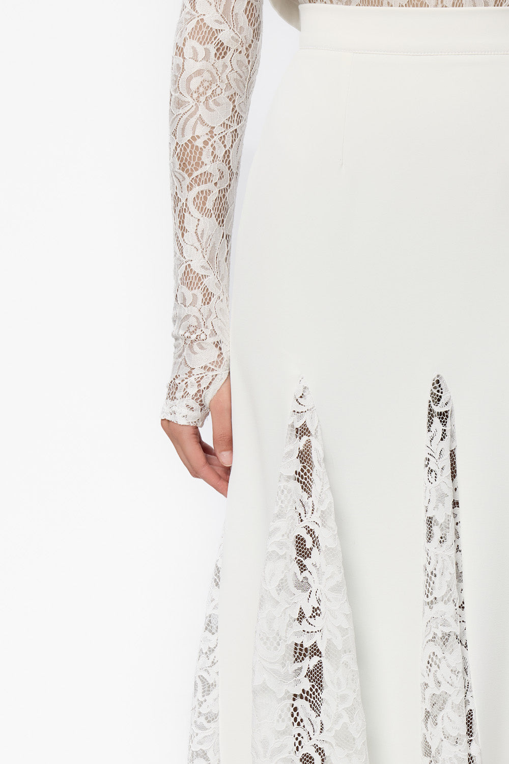 Snowflake V2 Off-White Lace Maxi Skirt