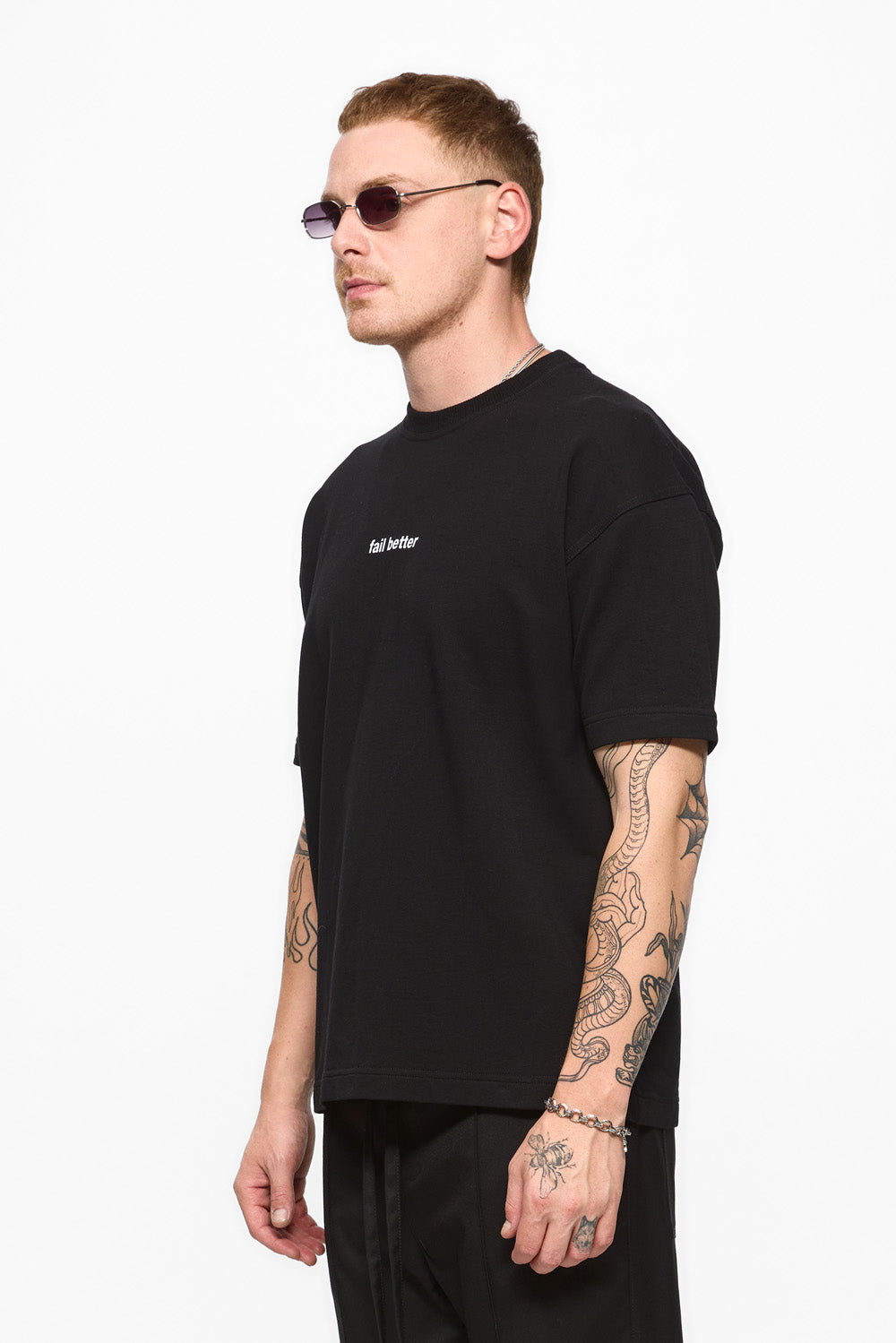 Tricou negru cu imprimeu si broderie Fail Fail