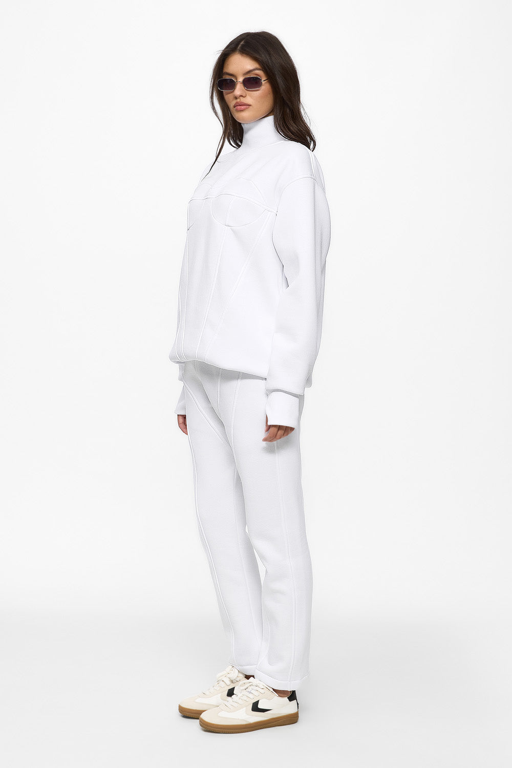 Kora White Stitched Pants