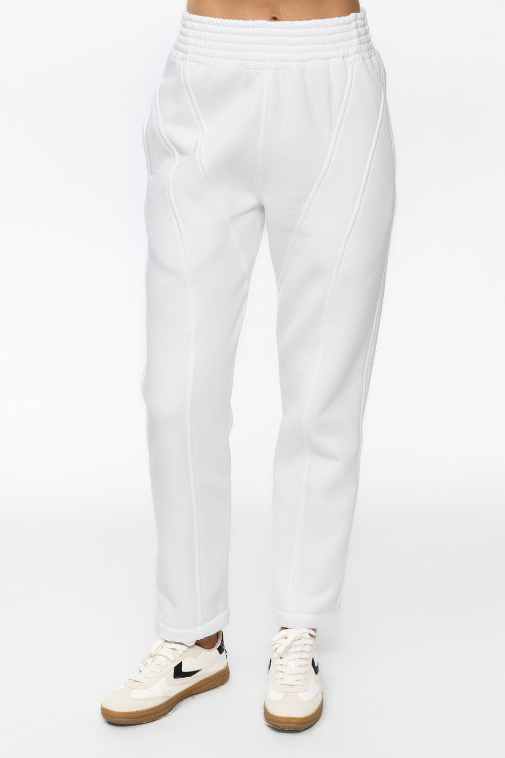 Kora White Stitched Pants