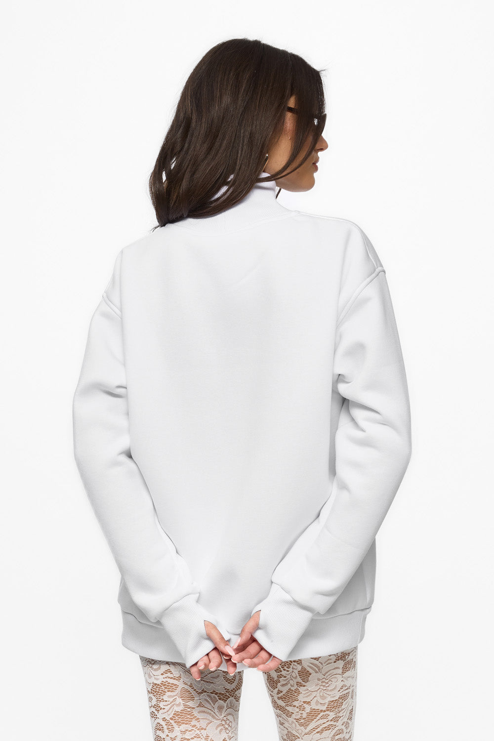 Kora White Stitched Corset fleece Turtleneck W