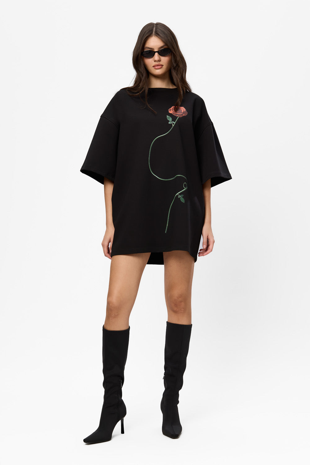 Kyoto Rose printed Black Dress