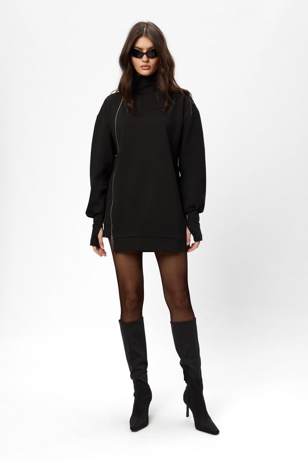 Rochie neagra cu fermoar dublu Bipolar V2