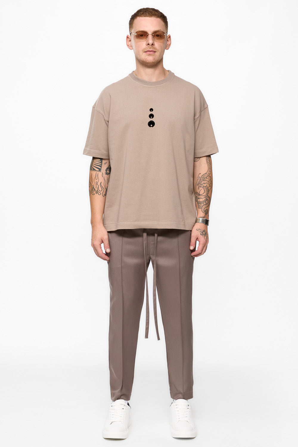 Triangle Printed Beige T-shirt