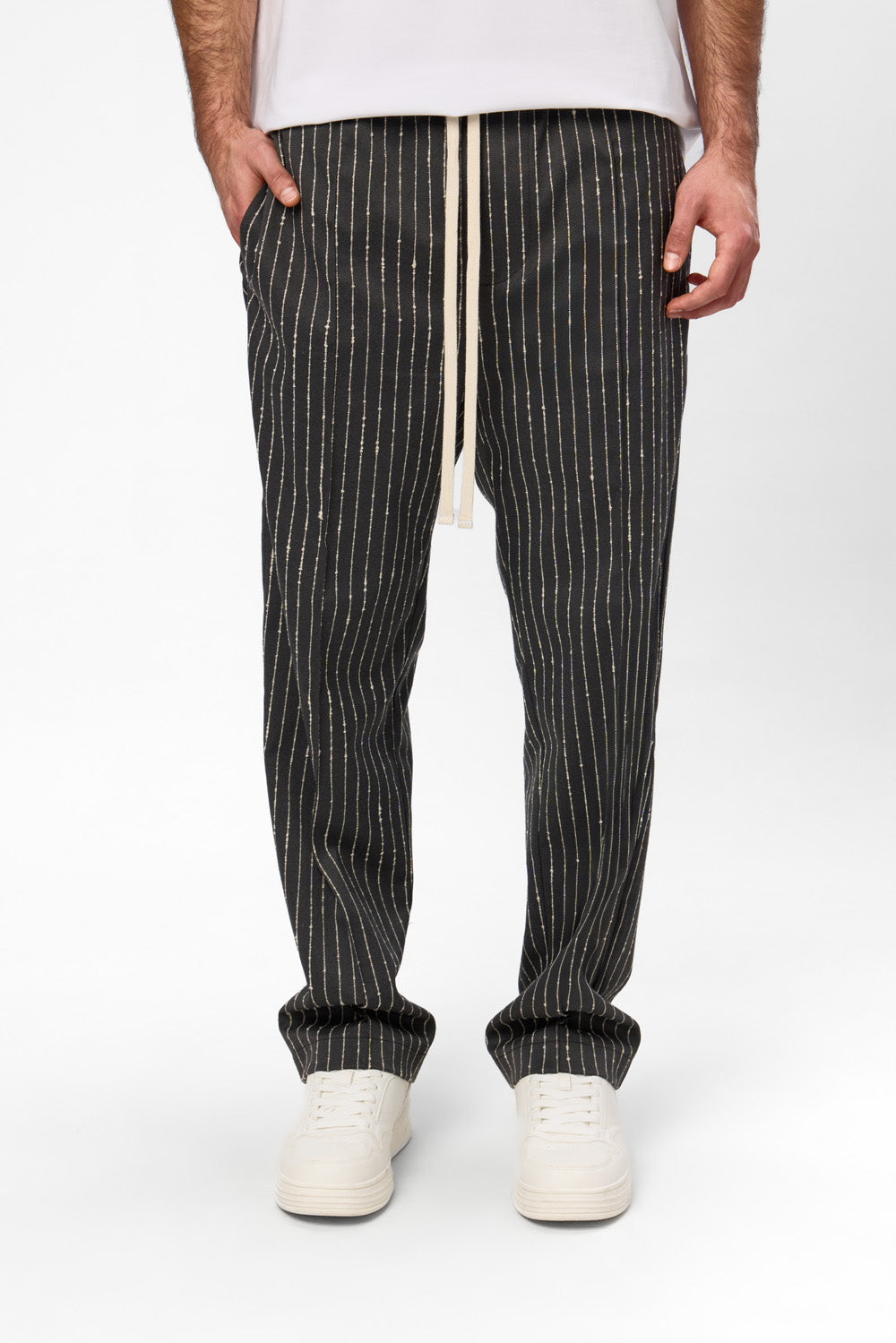 247 black striped cloth pants