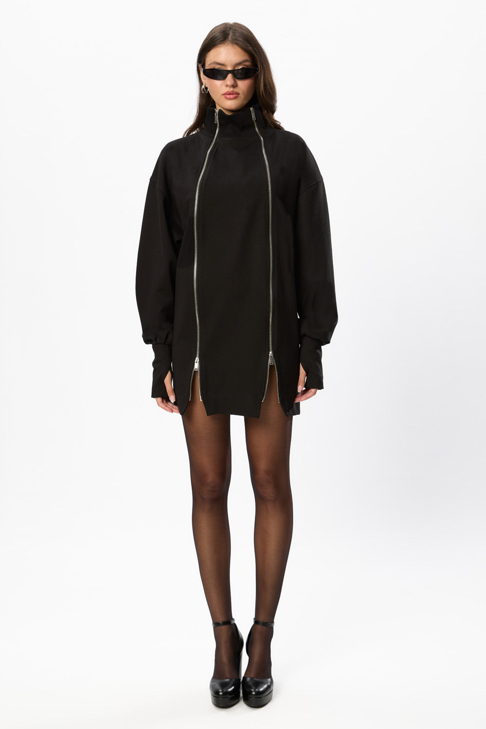 Bipolar Black 2-Way Zip Mini Dress