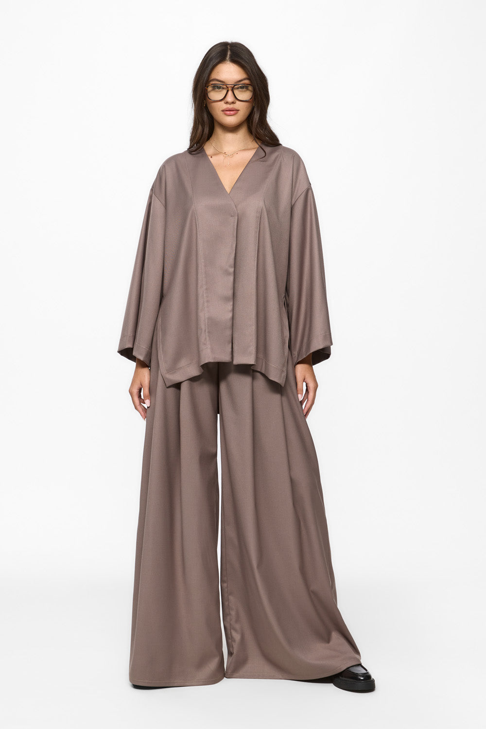 Cardigan bej din stofa Kimi