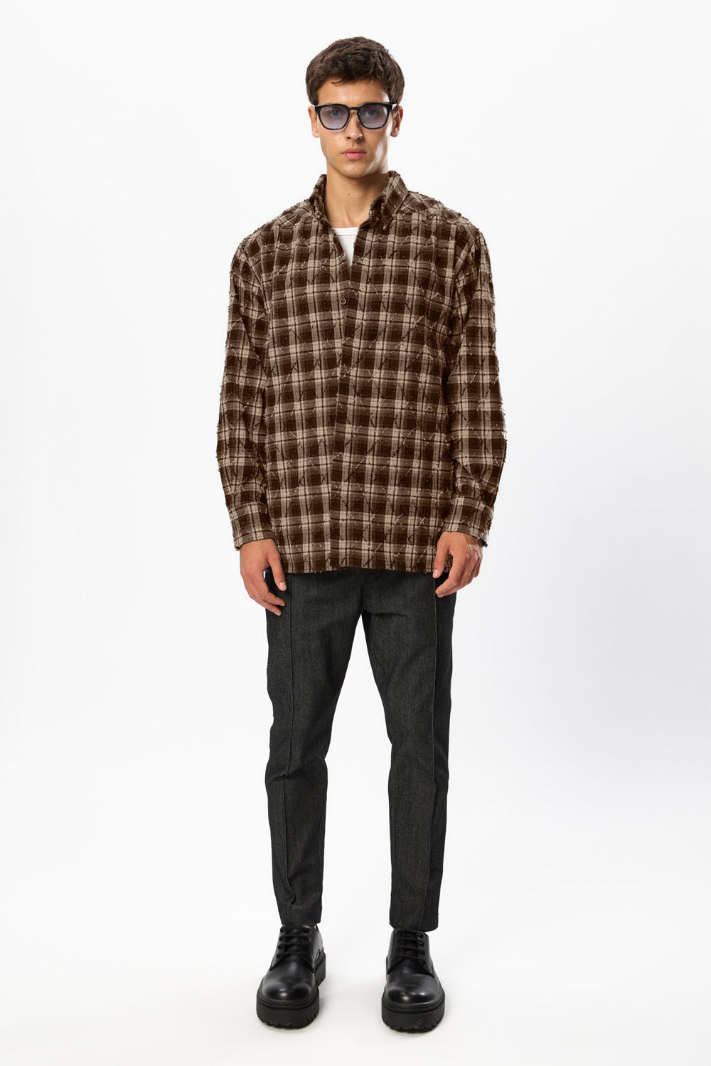 Rombo Oversized Brown Shirt