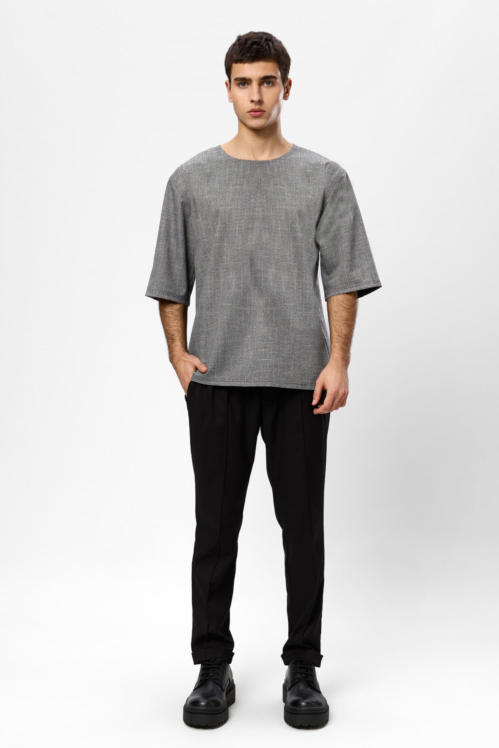 Thom grey melange cloth T-shirt