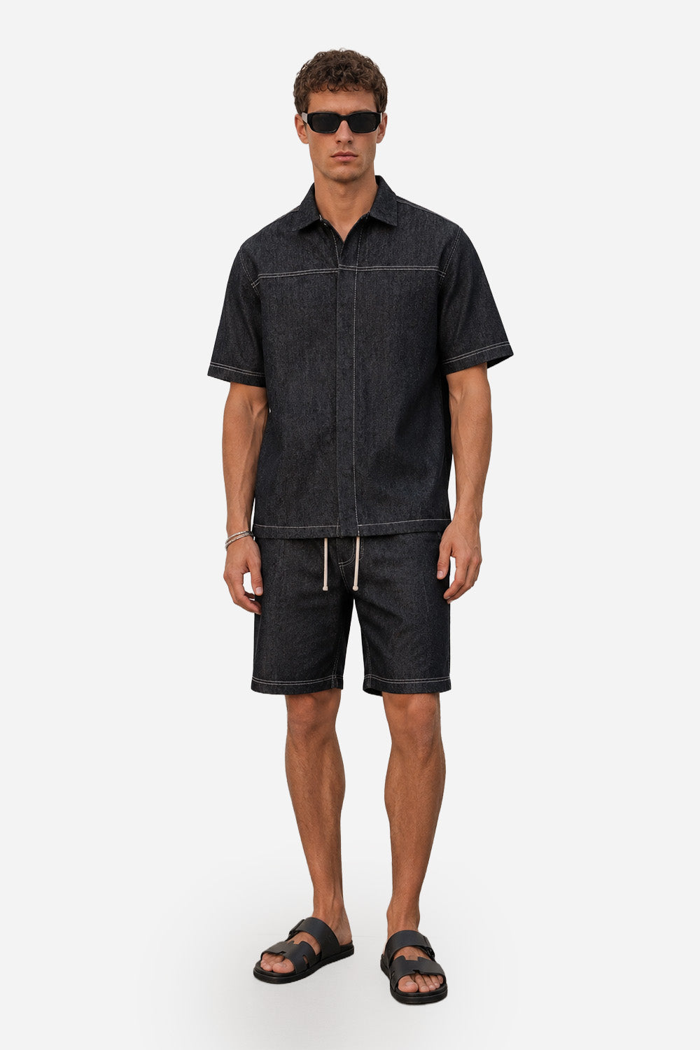 Six black denim Shirt