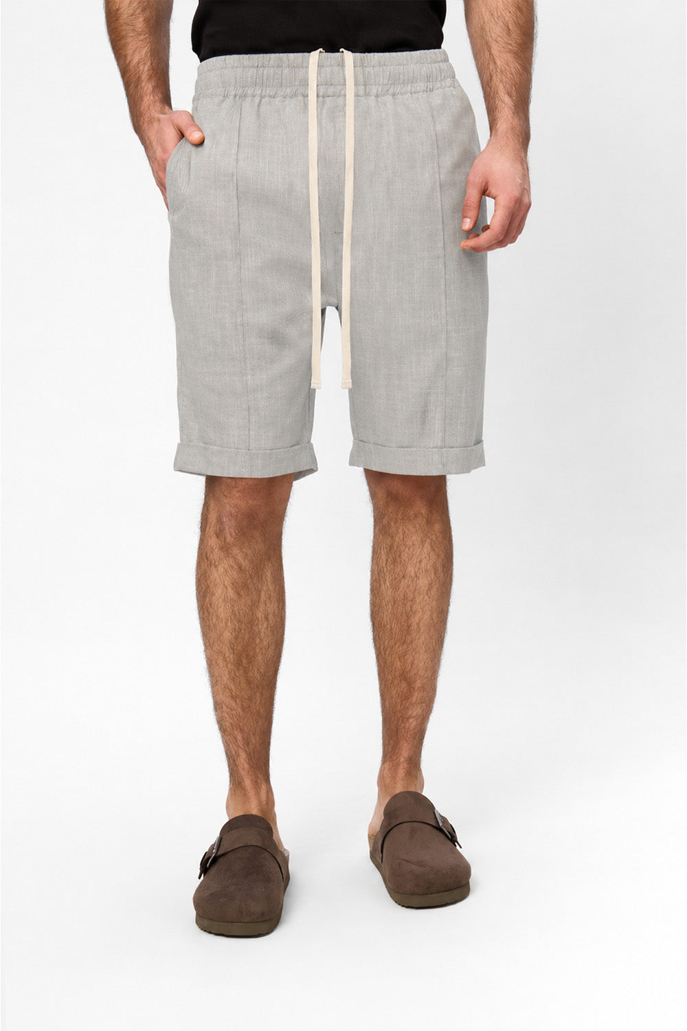Thomas Black Melange Cloth Shorts