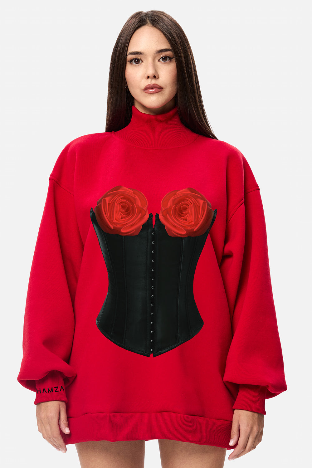 Maleta alba Oversized flausata cu imprimeu Charmante