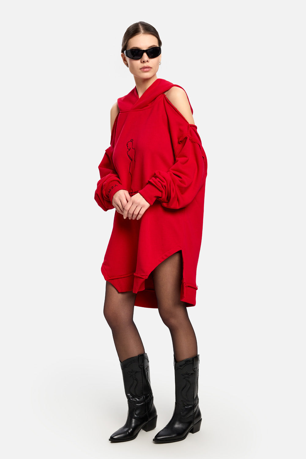 Hanorac Rochie NEGRU cu broderie FRAGILE