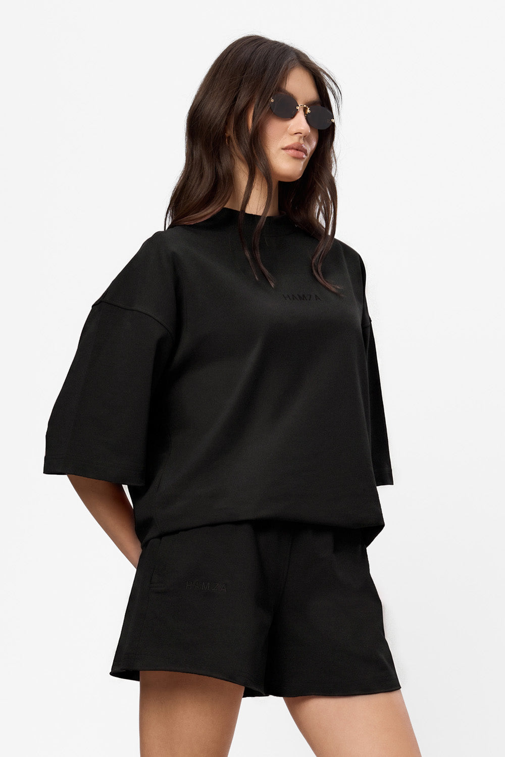 Tricou oversized negru din bumbac Midnight