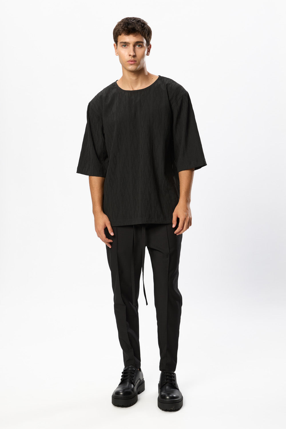 Tricou negru texturat Thom