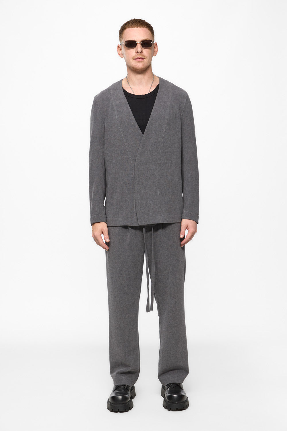 Cardigan gri din stofa de barbati 247 v2