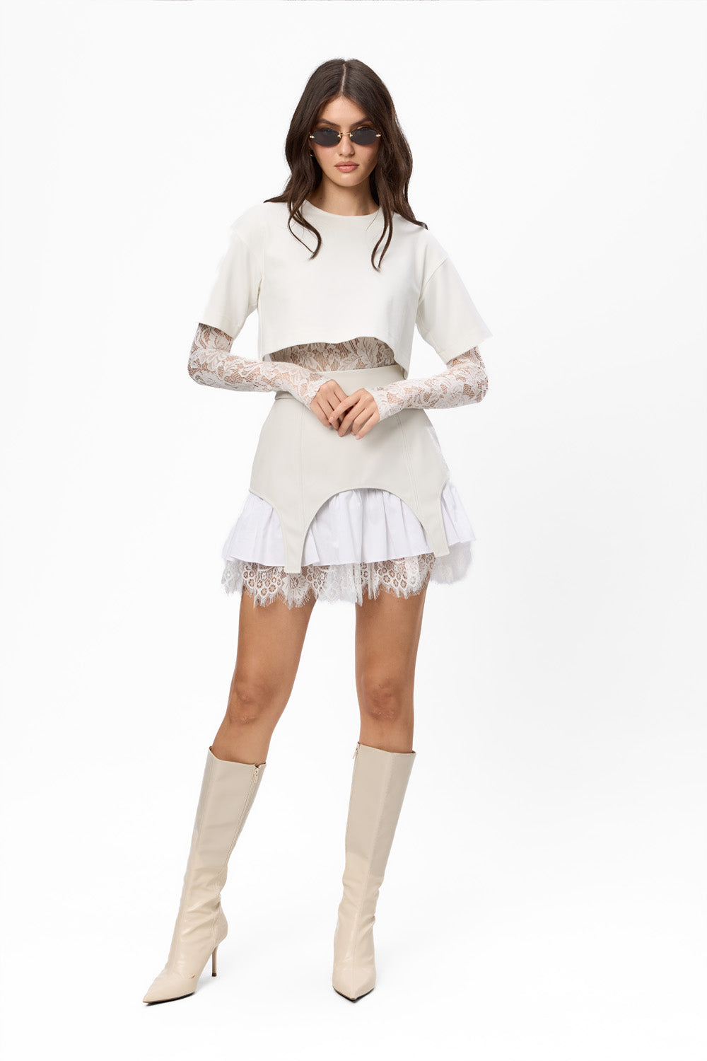 Black Swan Duo Vanilla Leather skirt with garter straps