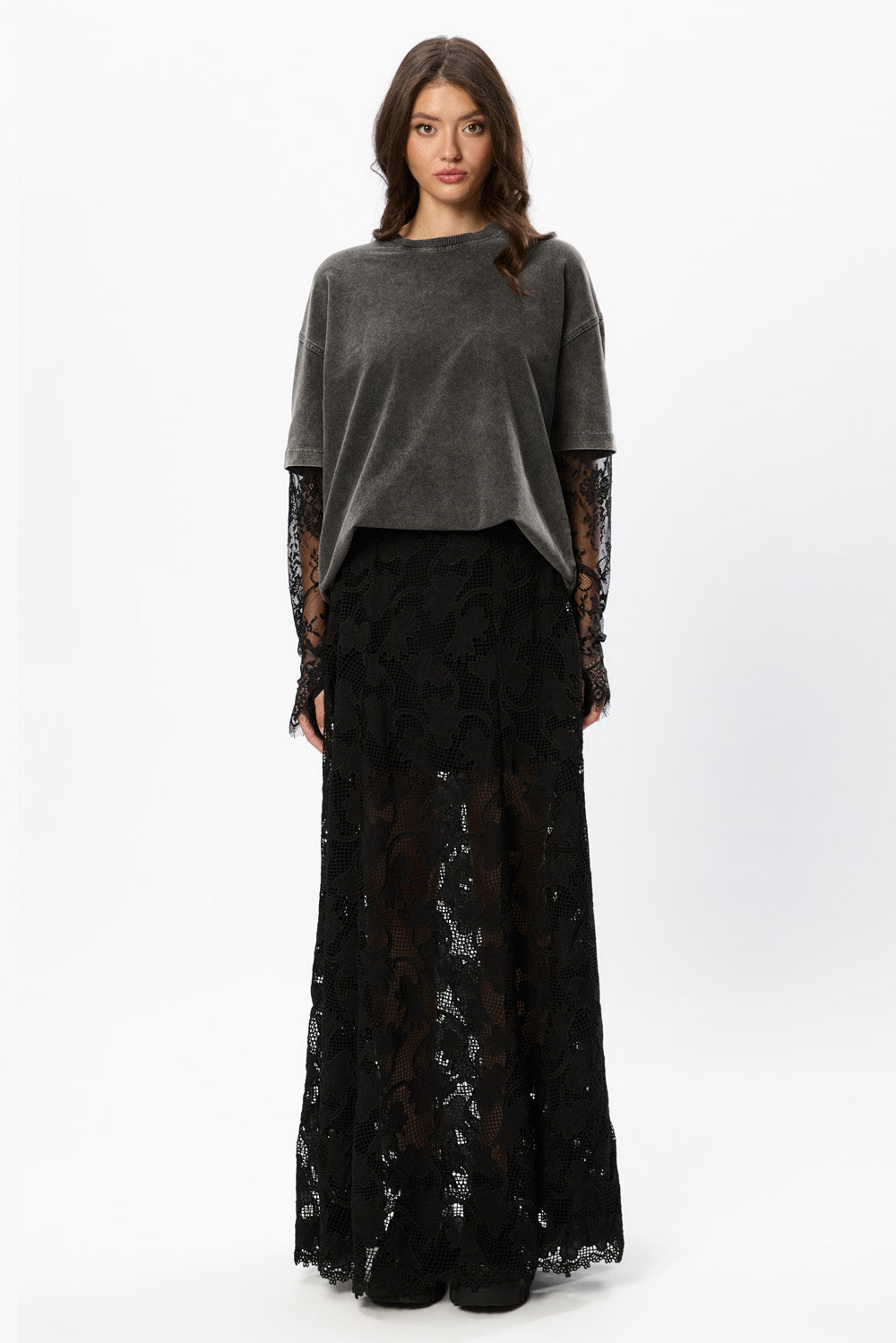 Snowflake Black Maxi Skirt V3