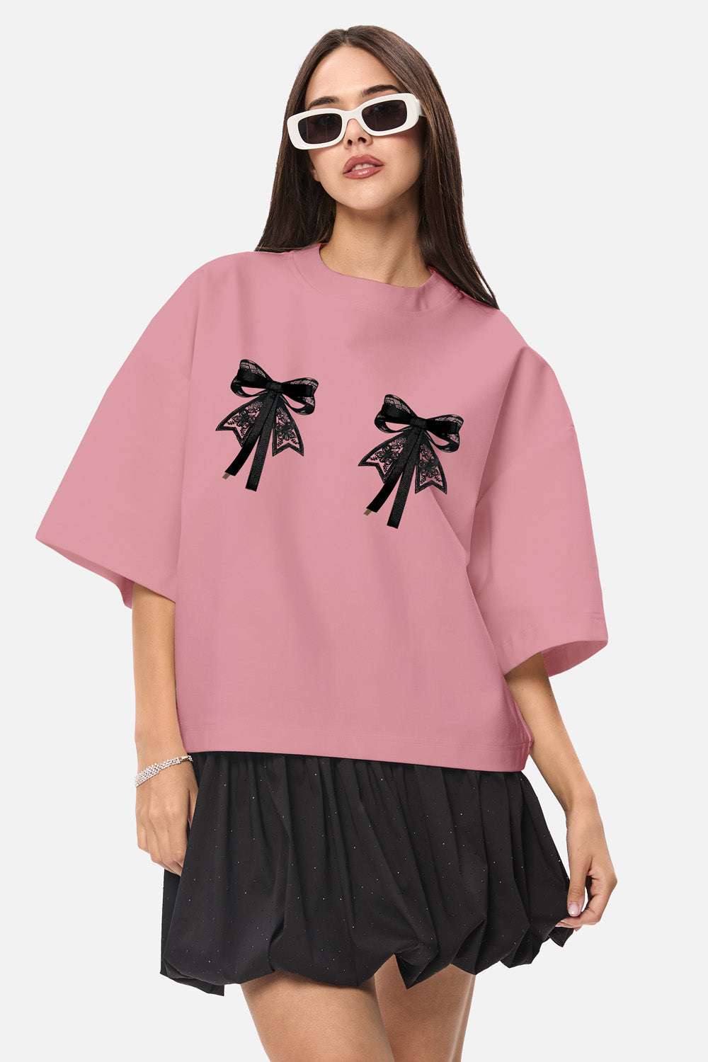 Tricou Luna cu funde aplicate | Femei | Roz | Stil Modern & Elegant | Confort & Funcționalitate | Atelier Hamza