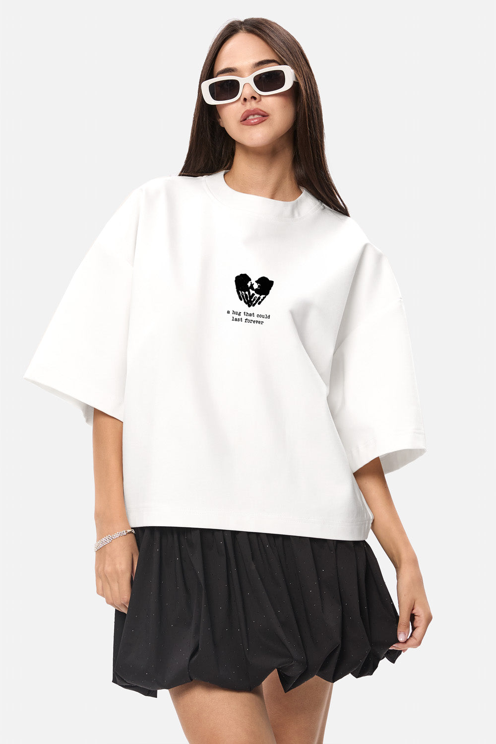 Tricou off-white cu imprimeu Hands