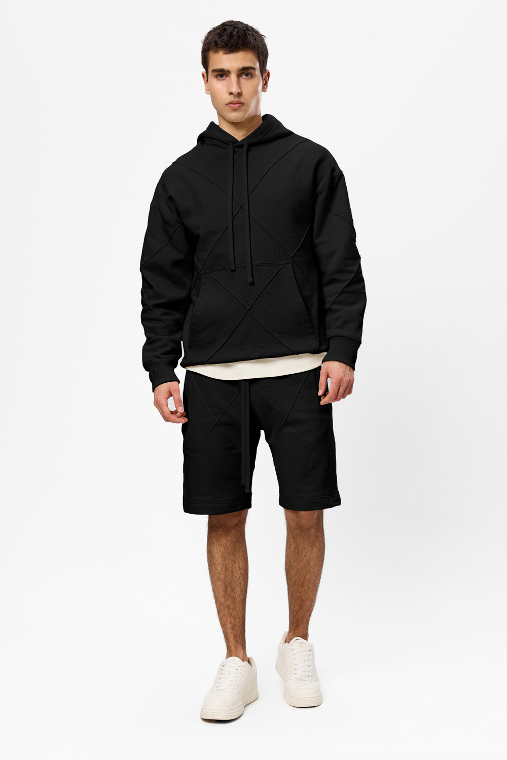 Pantaloni scurti negri din bumbac Diamond