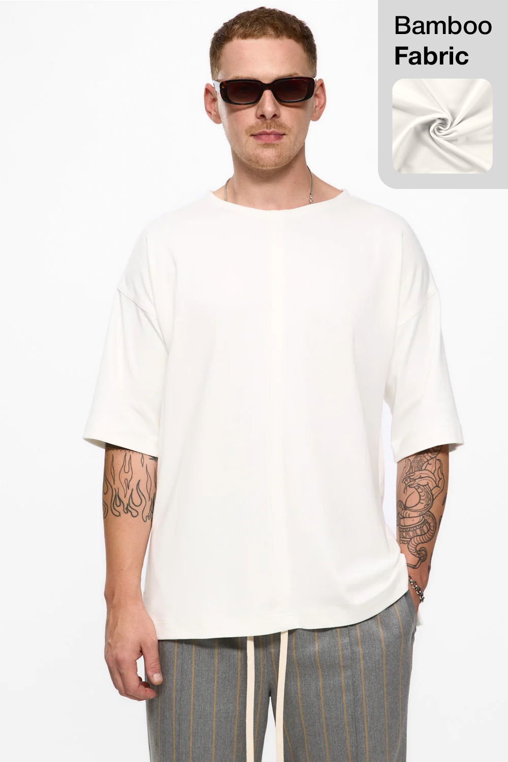 Tricou alb foarte fin Interlock