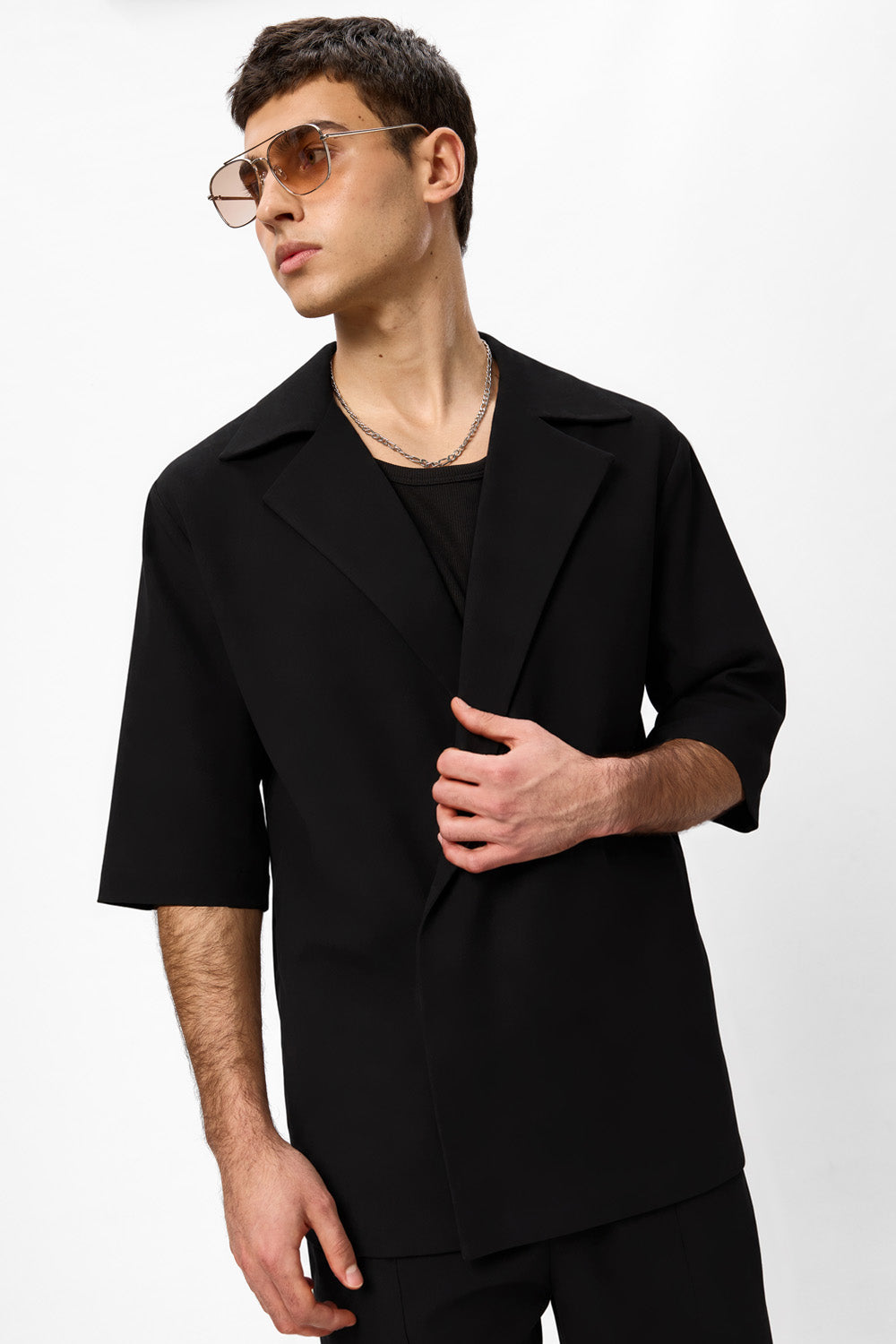 Sacou negru de stofa Riviera