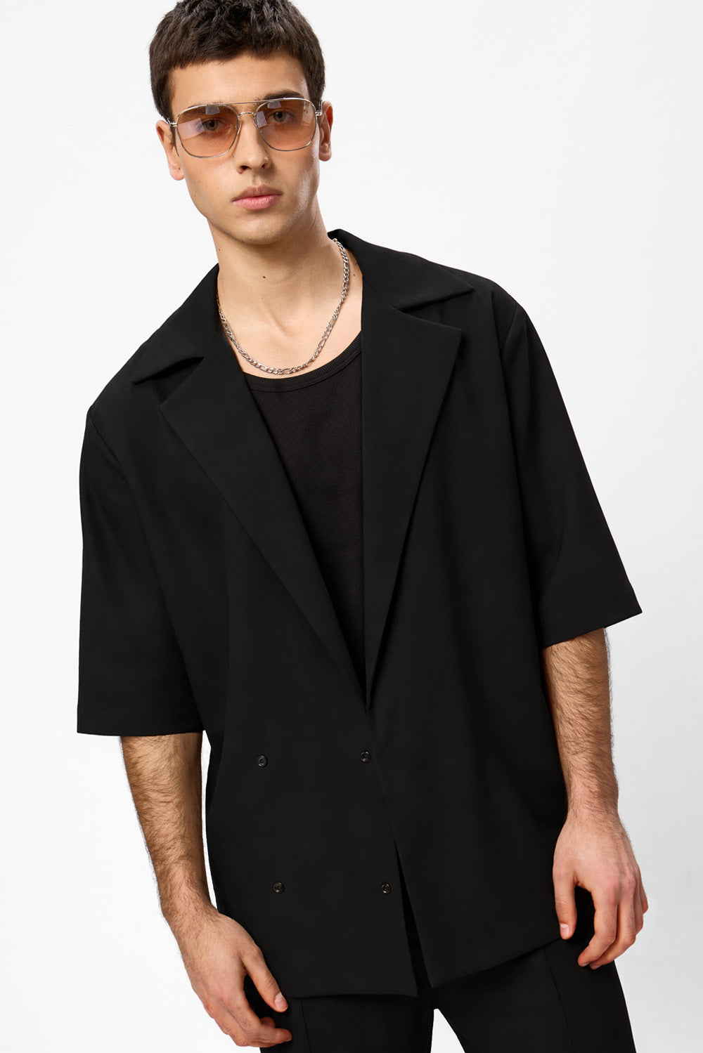 Sacou negru de stofa Riviera