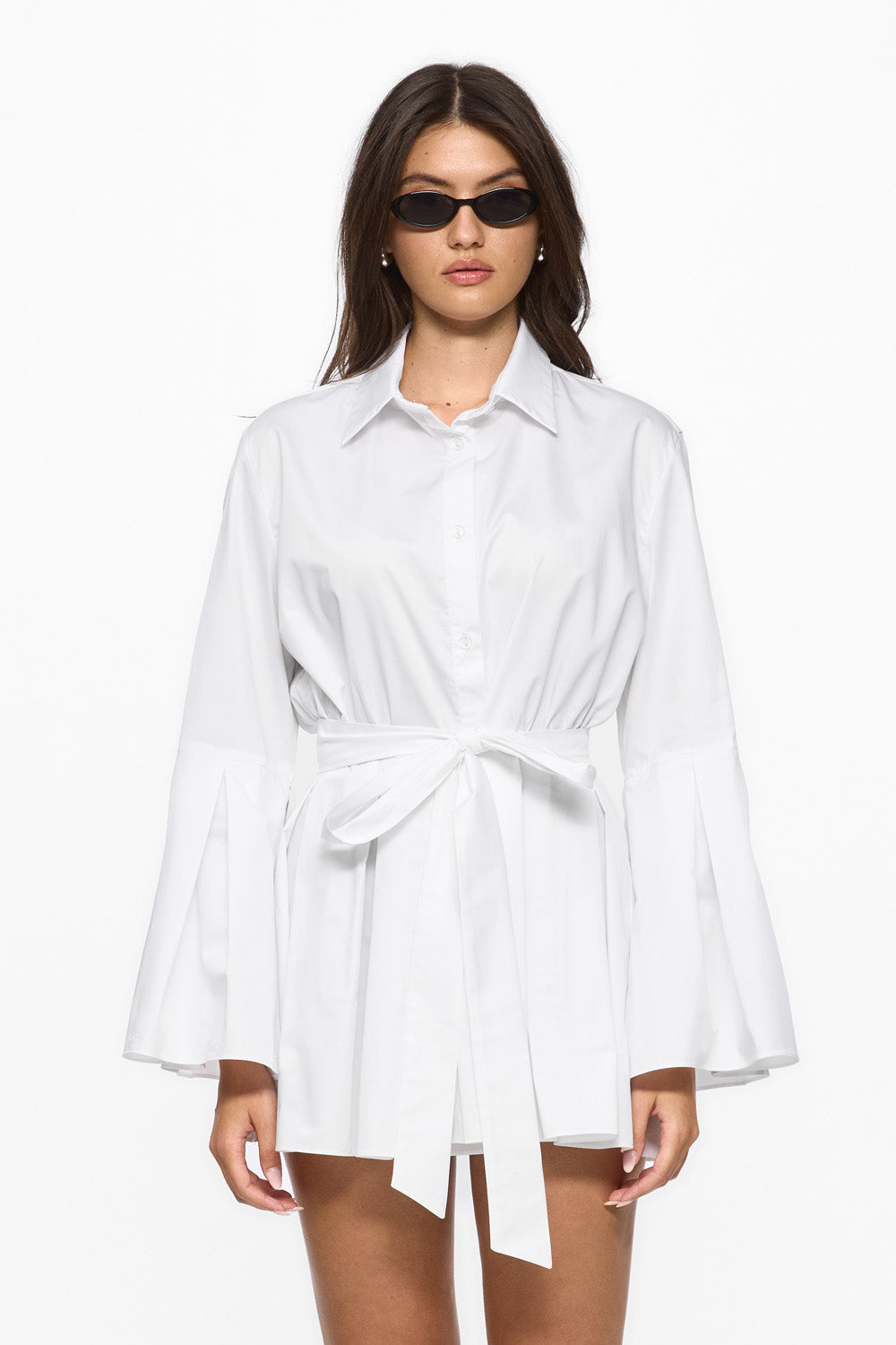 Elis White Mini Shirt-Dress