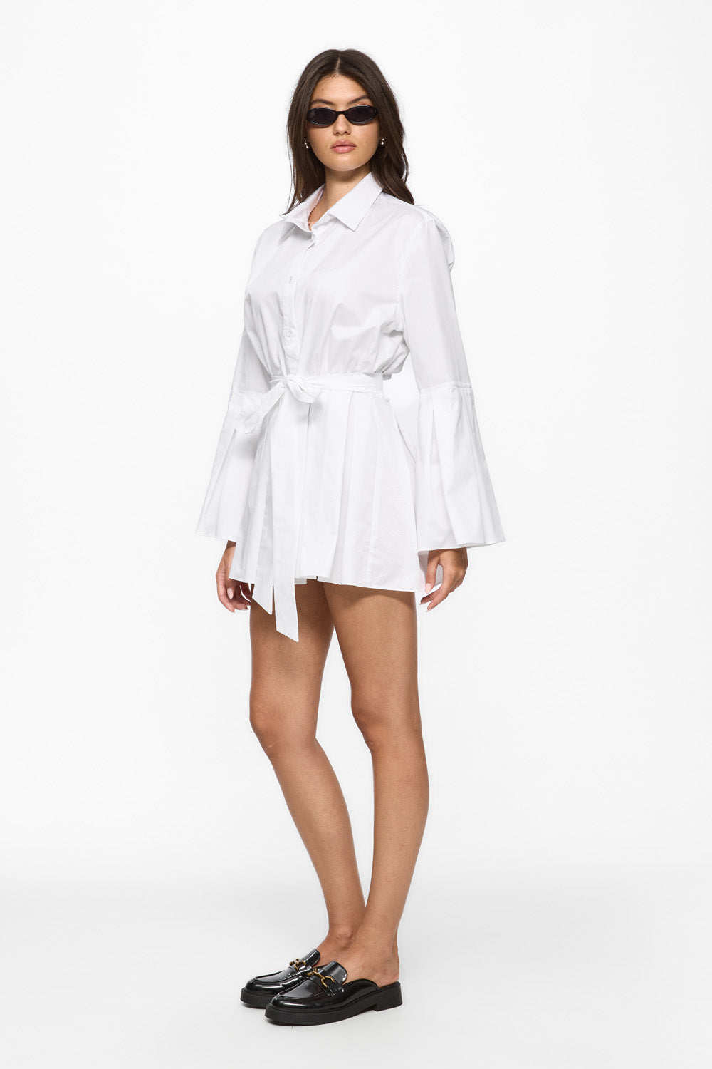 Elis White Mini Shirt-Dress