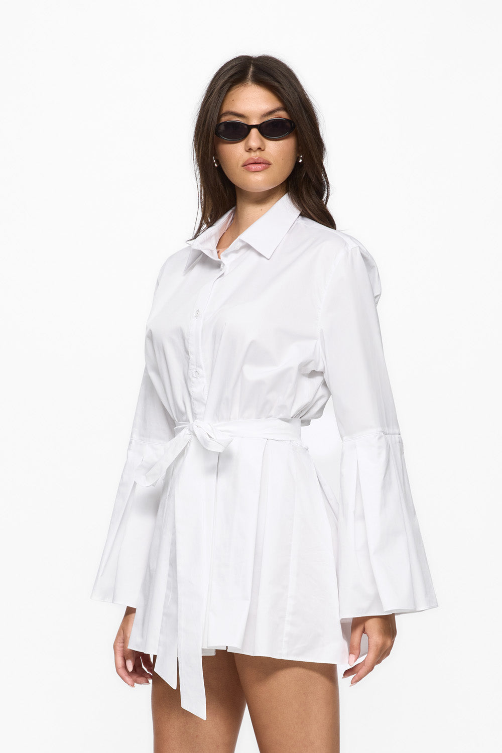 Elis White Mini Shirt-Dress