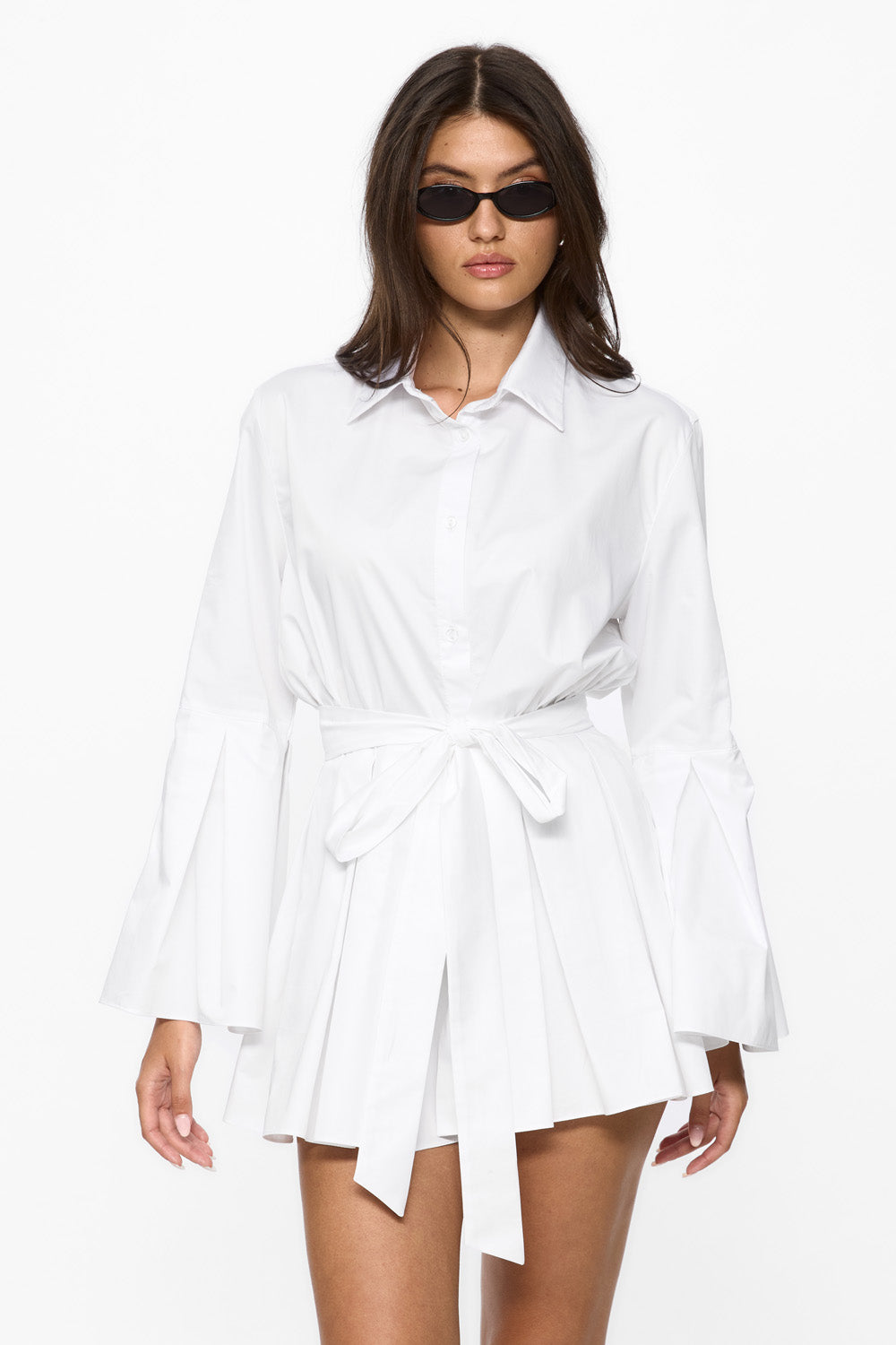 Elis White Mini Shirt-Dress