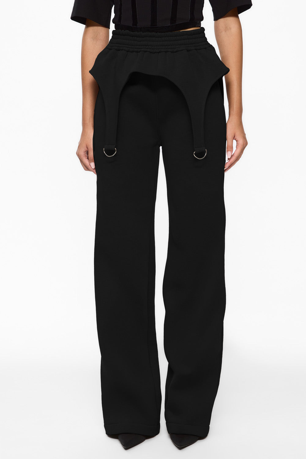 Goddess Black with garter straps fleece Pants