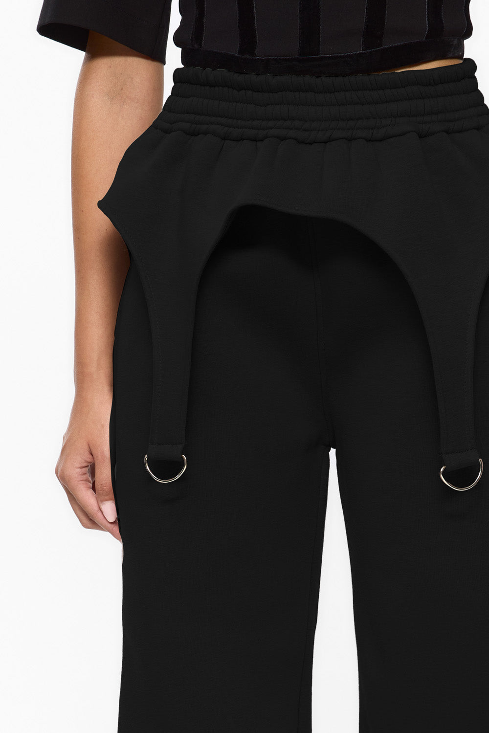 Goddess Black with garter straps fleece Pants