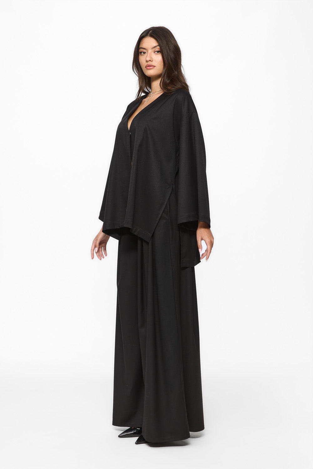 Cardigan negru din stofa Kimi