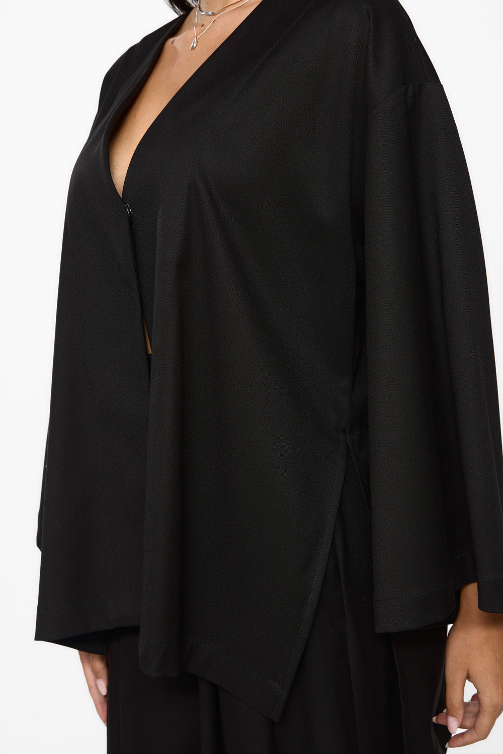 Cardigan negru din stofa Kimi