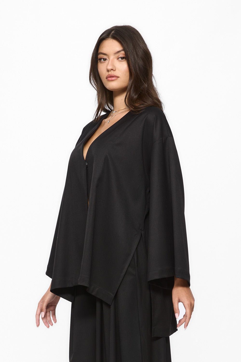 Cardigan negru din stofa Kimi