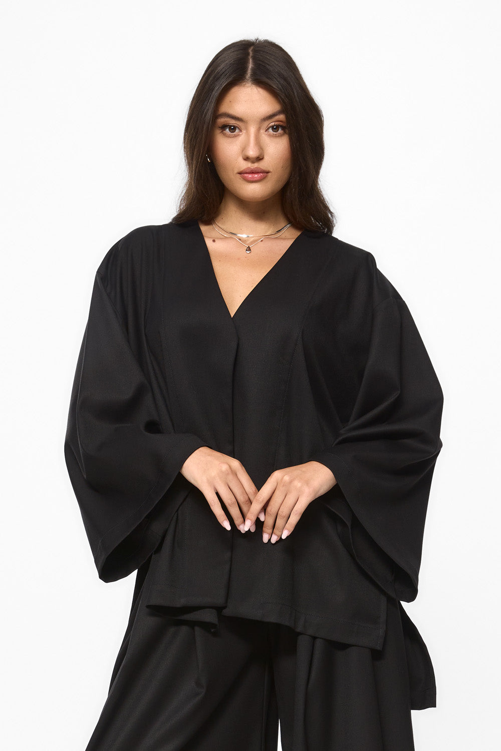 Cardigan negru din stofa Kimi